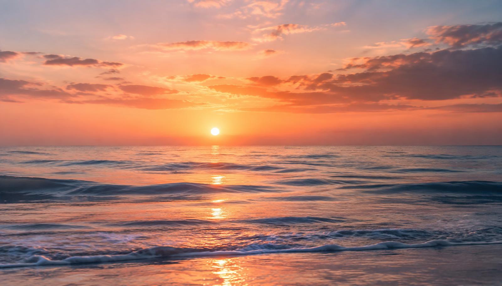 Warm sunrise reflecting over the ocean